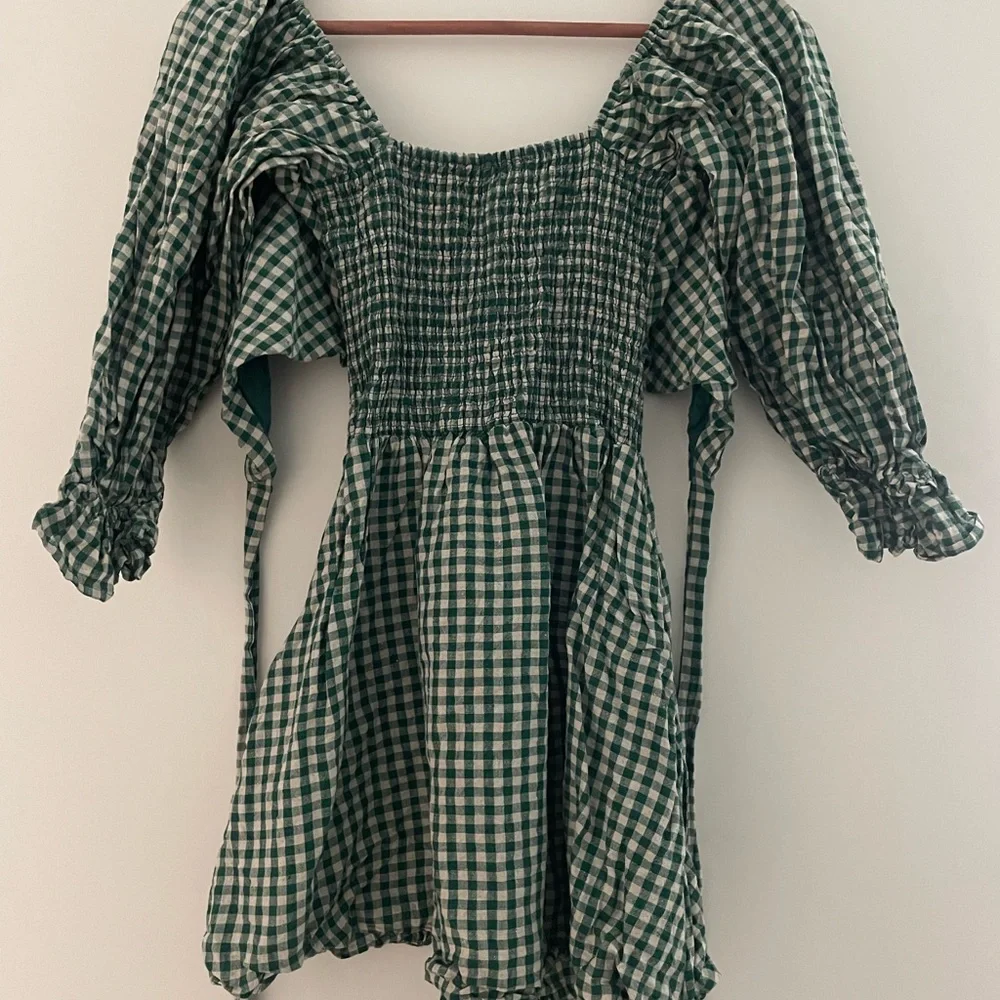 Aulieude - Eloise Dress - Green Gingham - Picture 3 of 3